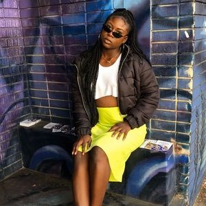 Forever 21 Lime Satin Midi Skirt